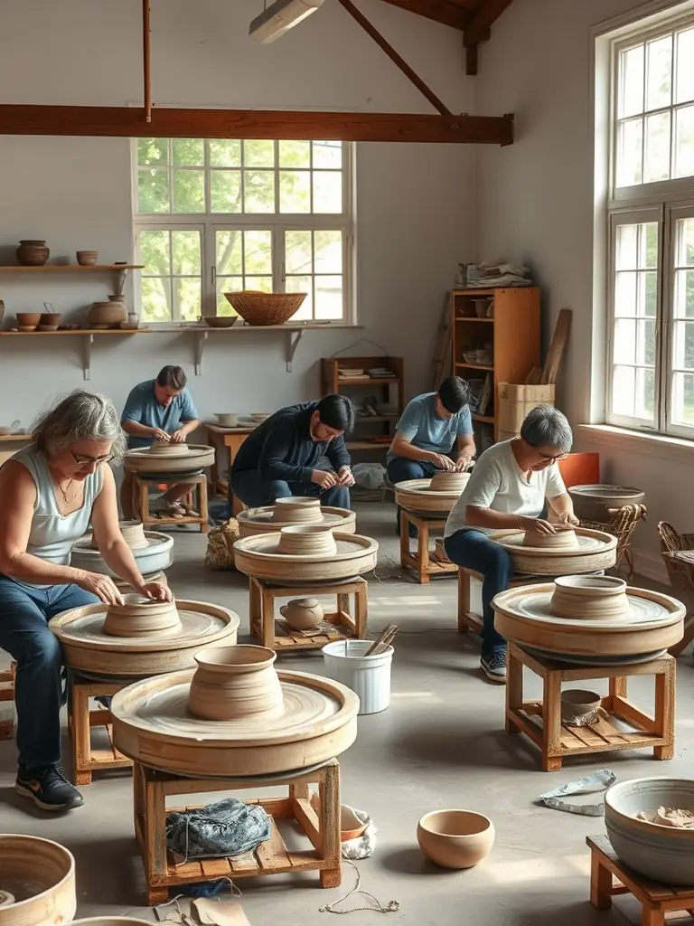 A photo of children participating in a pottery workshop organized by BRAIZE-AMBIANCE, learning about traditional crafts.